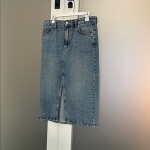 Mango Blue Denim Midi Skirt